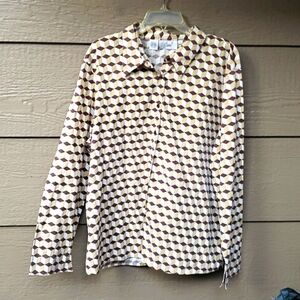 Essay brown & yellow pattened button up  look 2x Poplin VTG